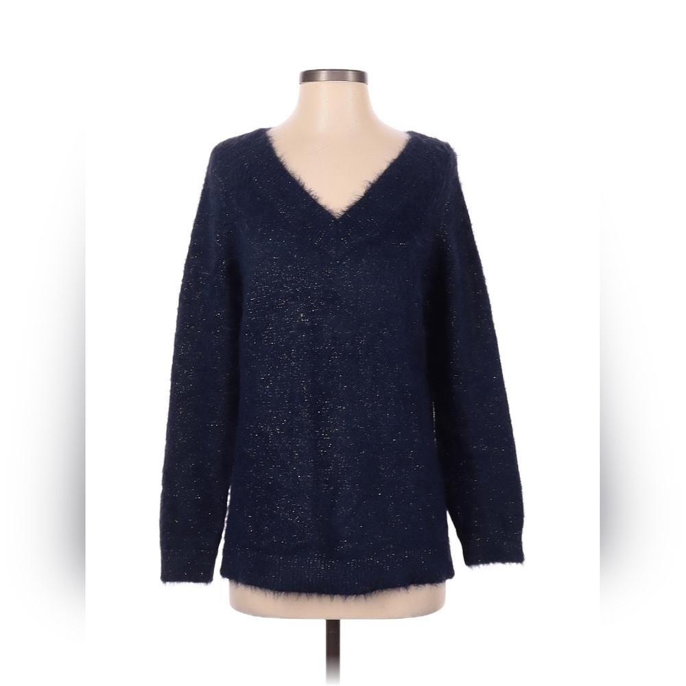 Laurie Felt Los Angeles - Navy Blue Sparkle Sweater - Large - Picture 1 of 6